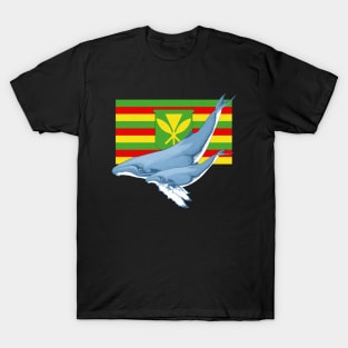 Humpback whales with Hawaiian Kanaka Maoli flag T-Shirt